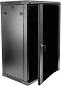 18U Wallmount Cabinet Enclosure 19-Inch Server Network Rack with Locking Glass Door Black N191