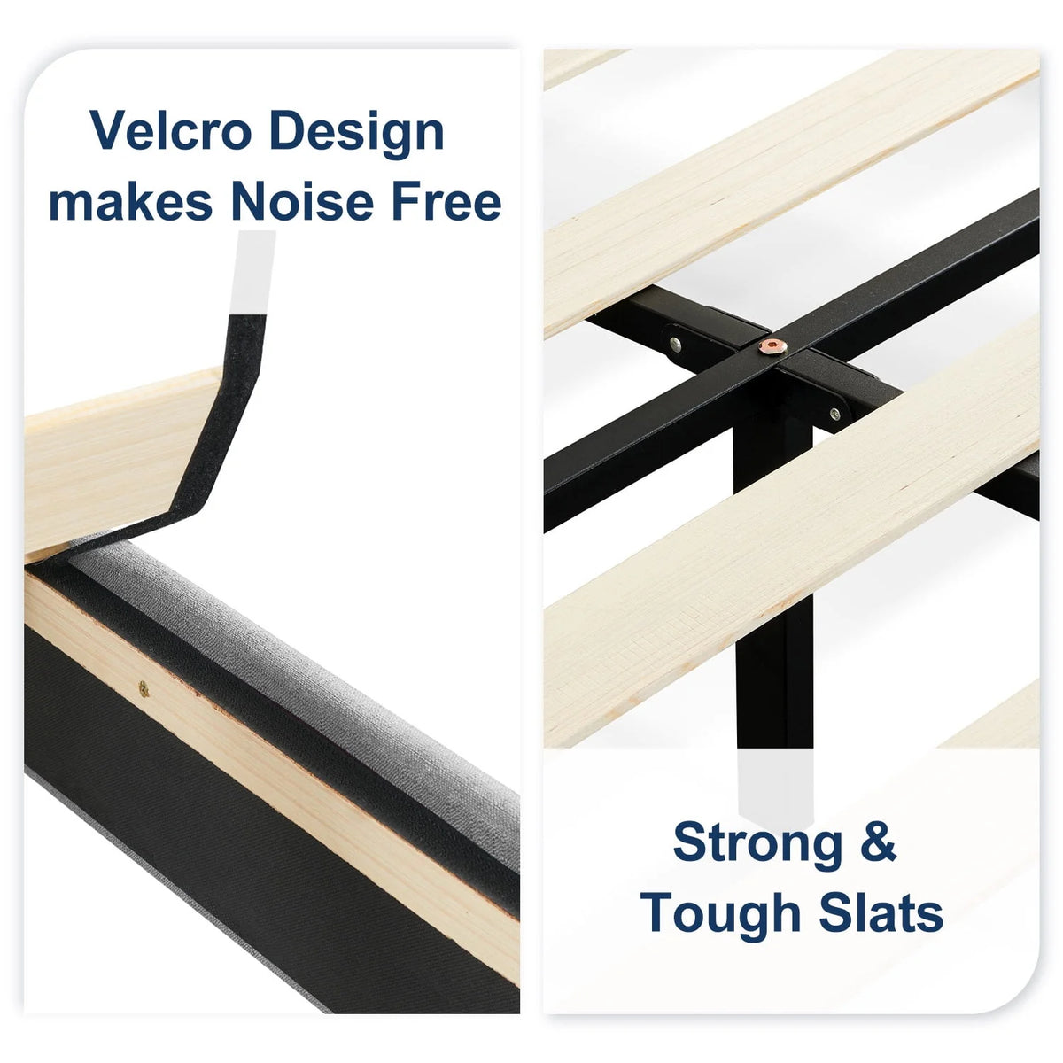 Full Platform Bed Frame with Upholstered Headboard, Beige P3595