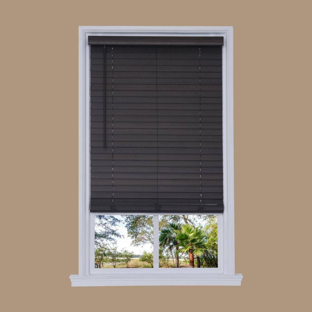 Walnut Faux Wood Cordless Room Darkening Horizontal Blinds R624525