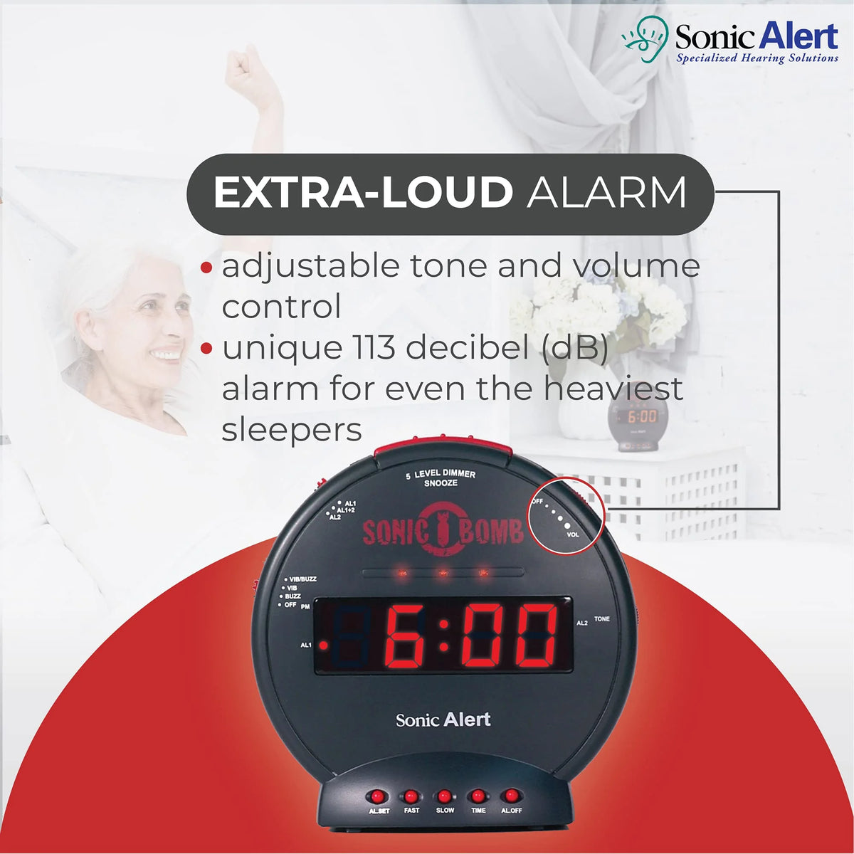 Black Dual Extra Loud Alarm Clock with Bed Shaker N627671