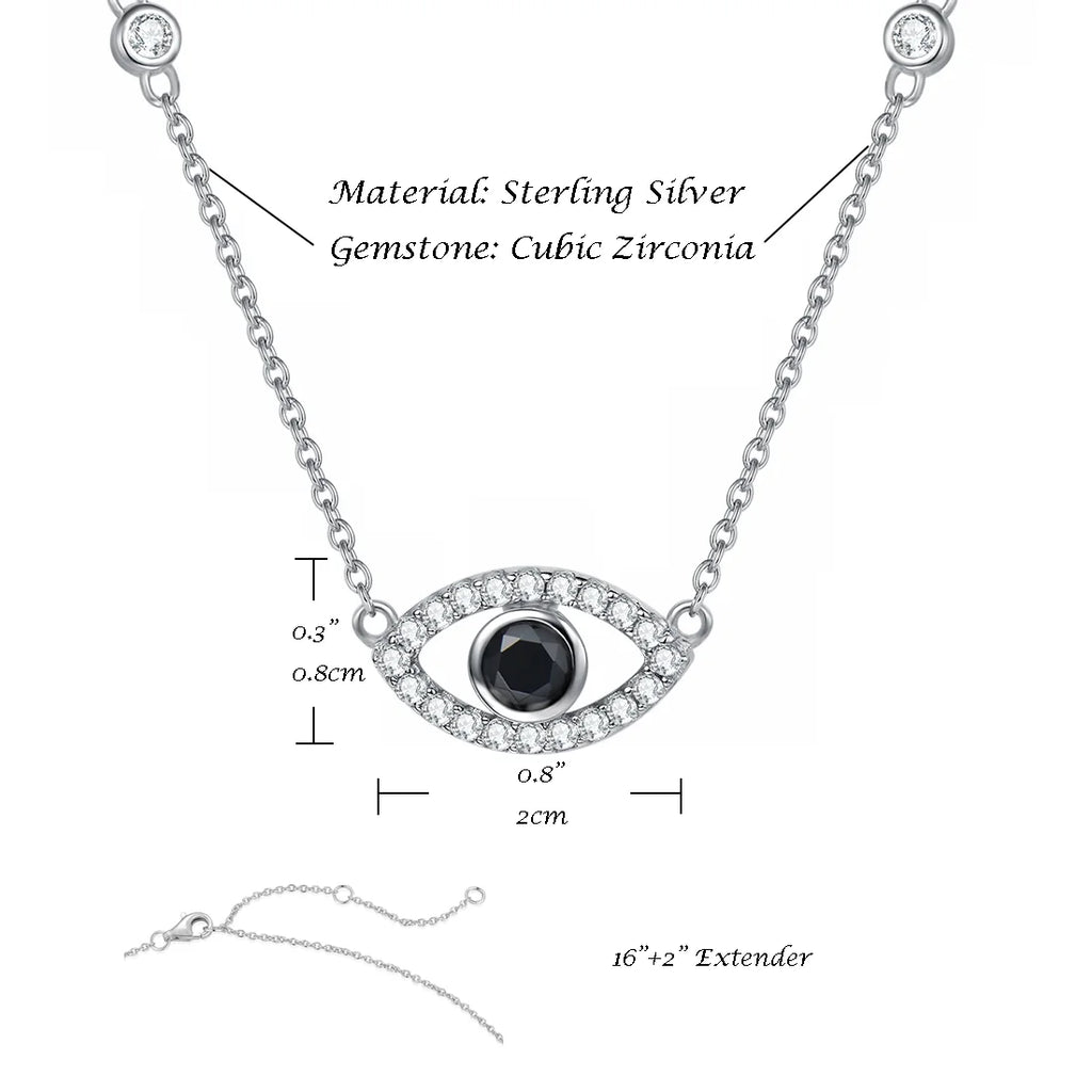 Sterling Silver Evil Eye Necklace Cubic Zirconia Pendant Necklace X740