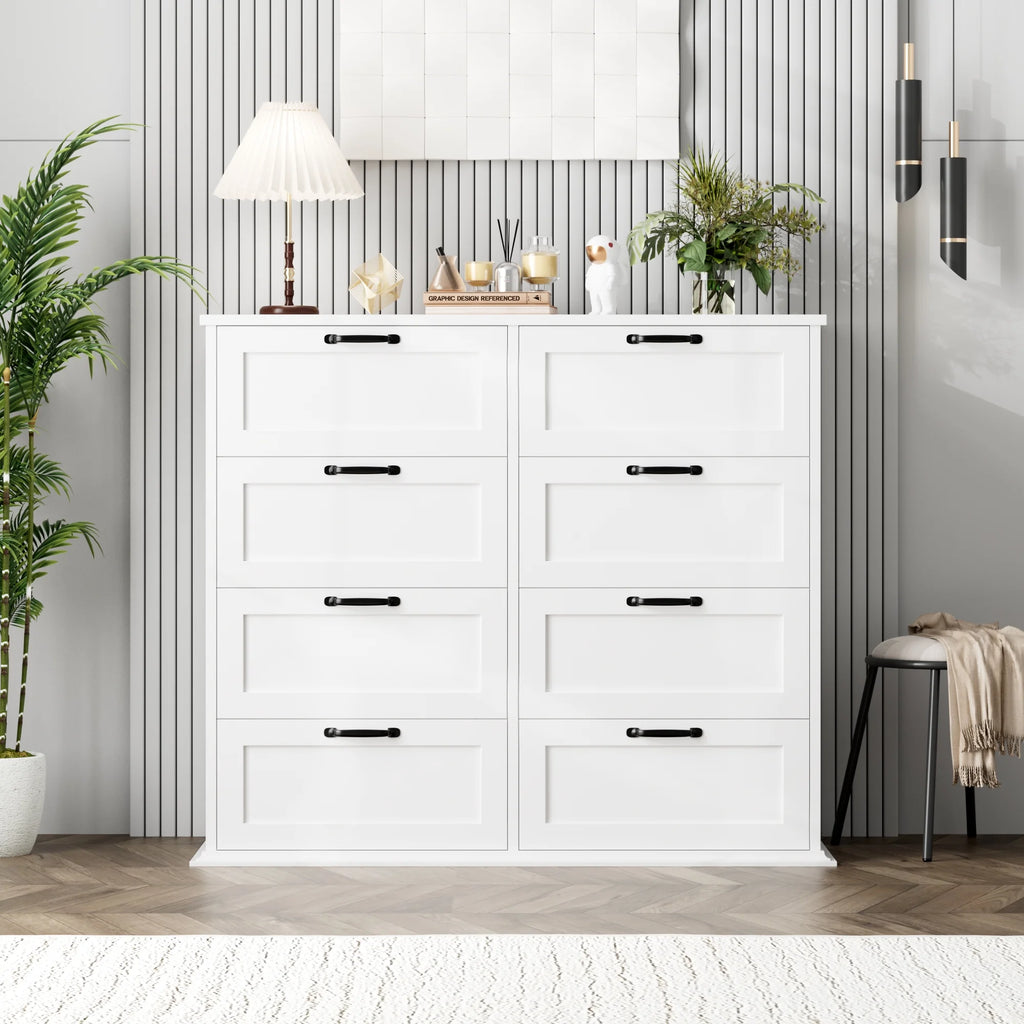 White 8 Drawer Wood Dresser X6054