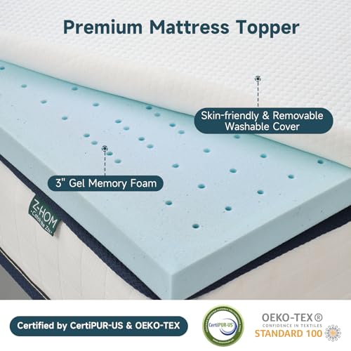 3 Inch Queen Memory Foam Mattress Topper White N35174