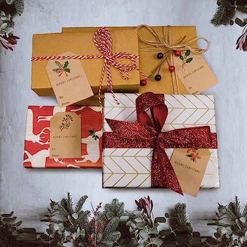 Kraft Holiday Gift Tag Stickers 2 x 3 Inch 25 Labels B845