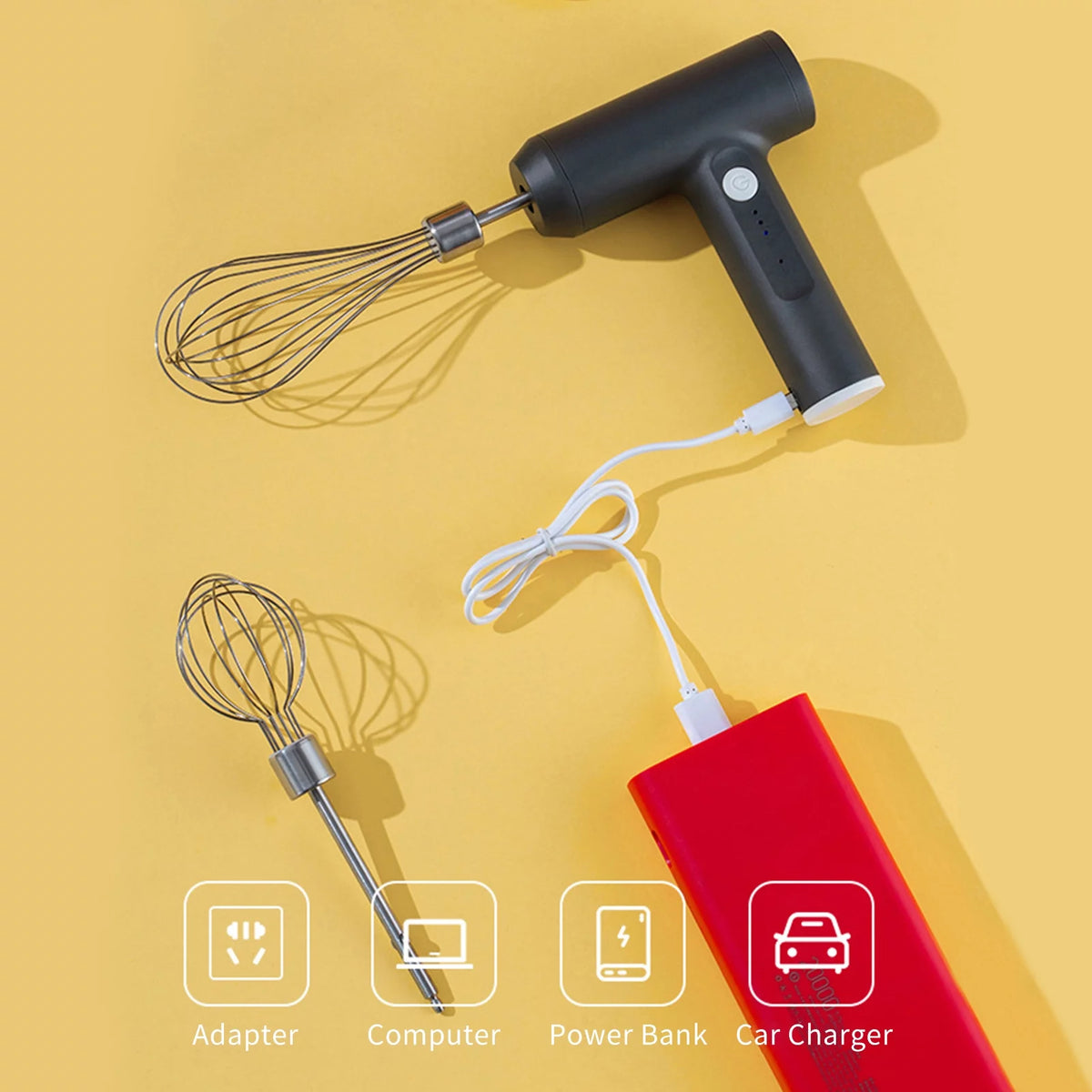 Wireless Handheld Electric Egg Beater with 3 Speeds L391744