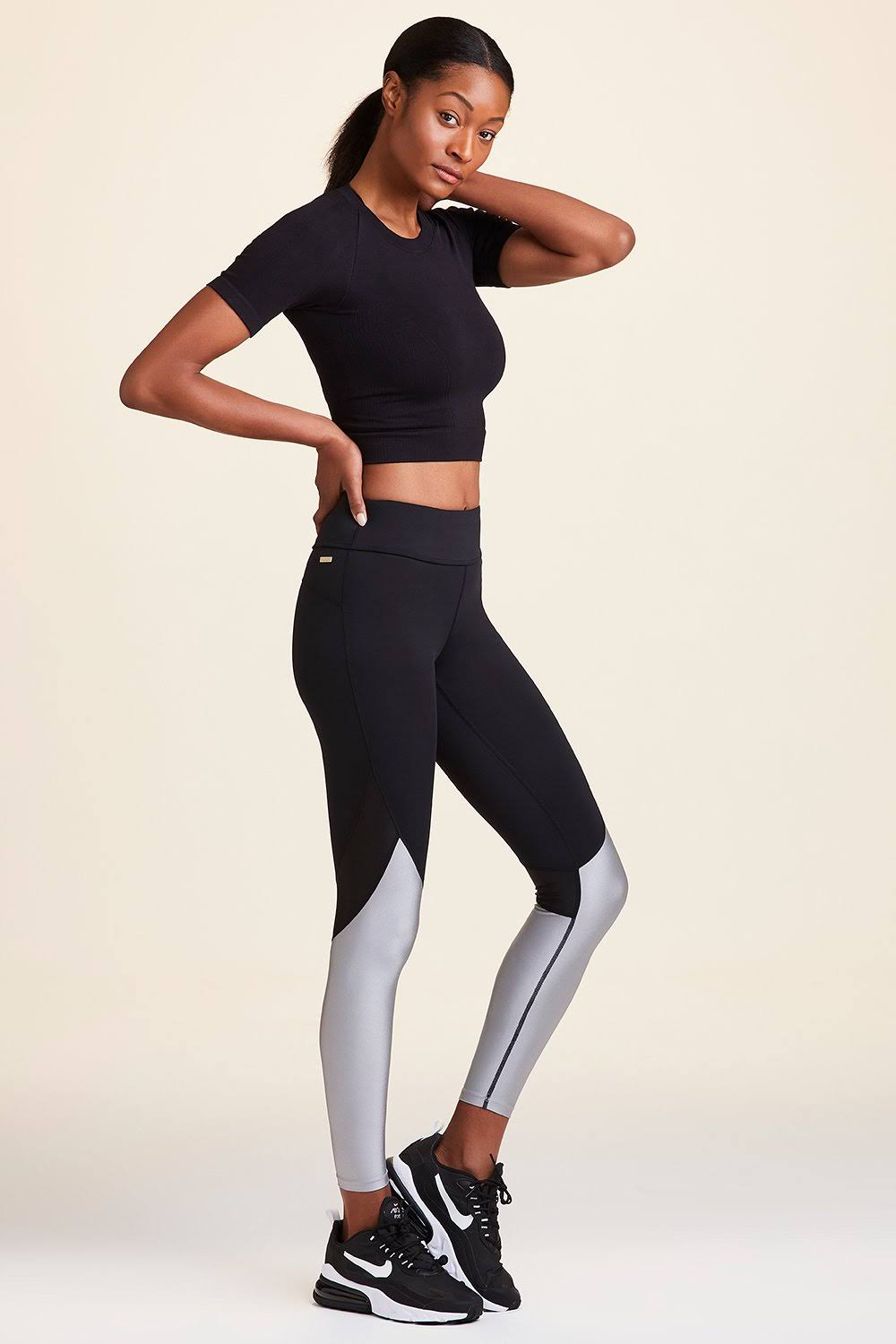 Black Silver Ankle Tight R8289