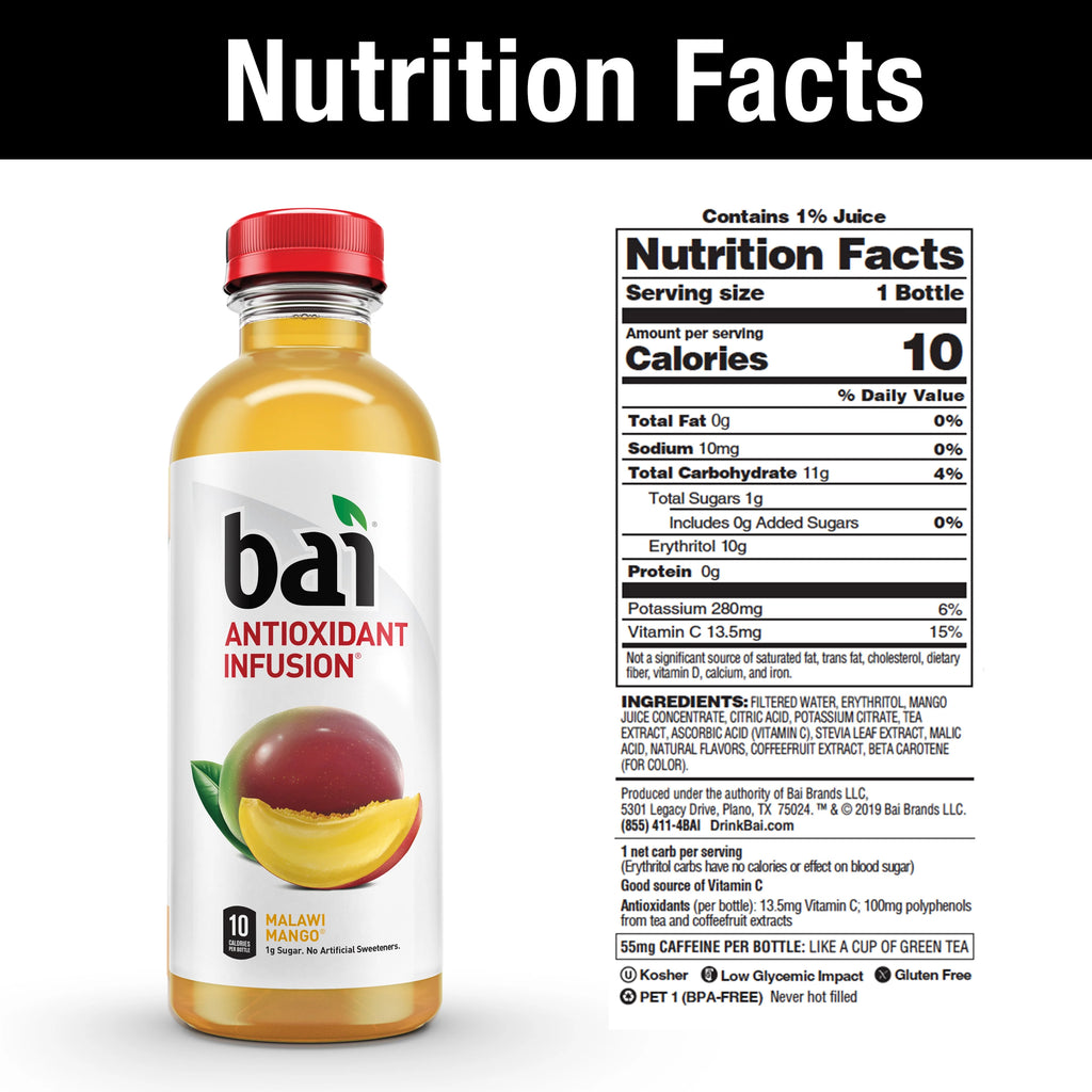 Gluten-Free Malawi Mango Antioxidant Infused Drink, 18 Fl Oz, 12 Pack Bottles U719