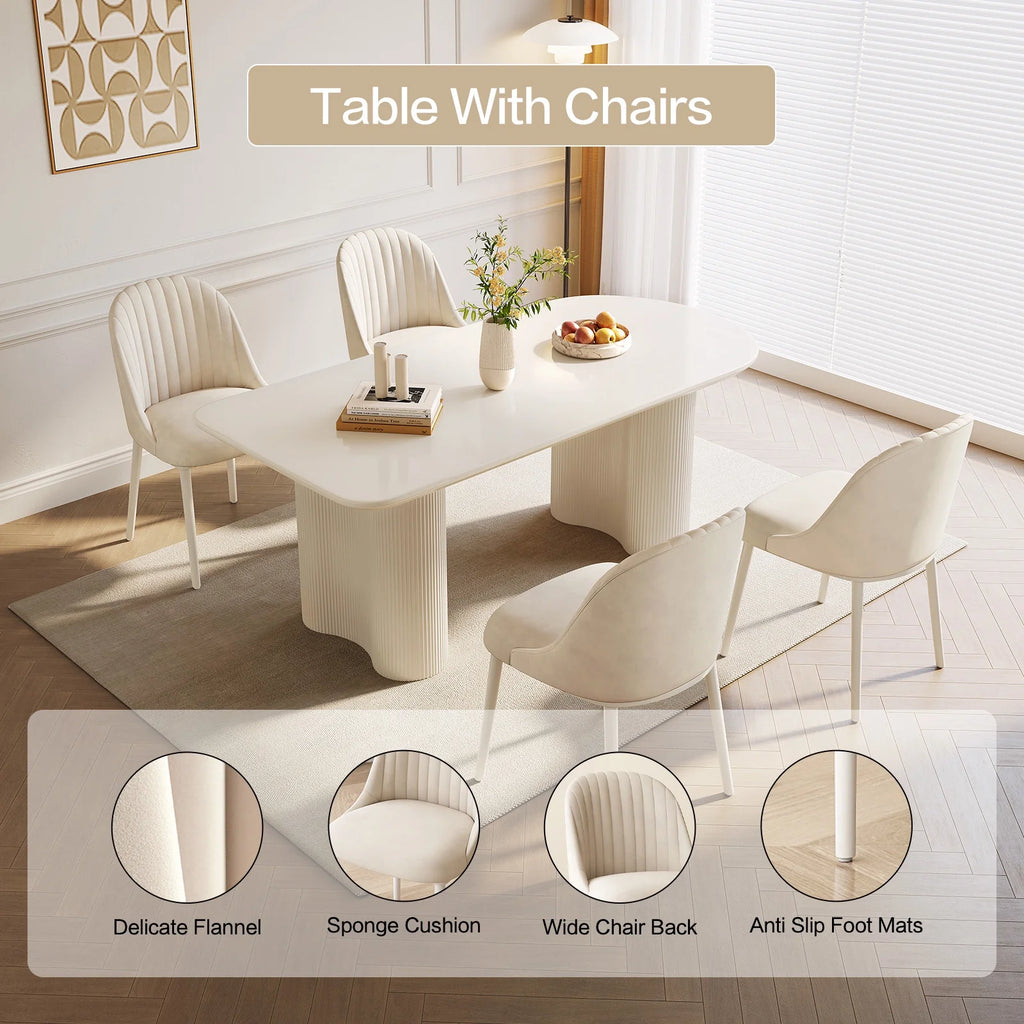 63'' Oval Dining Table Set of 7 with 6 Chairs J80944