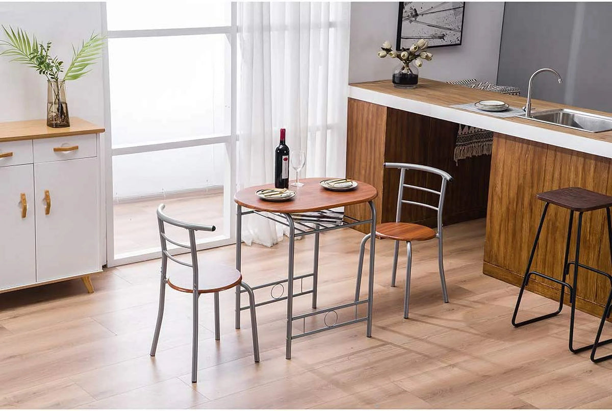 3 Piece Dining Set with Metal Frame (Brown) B8158