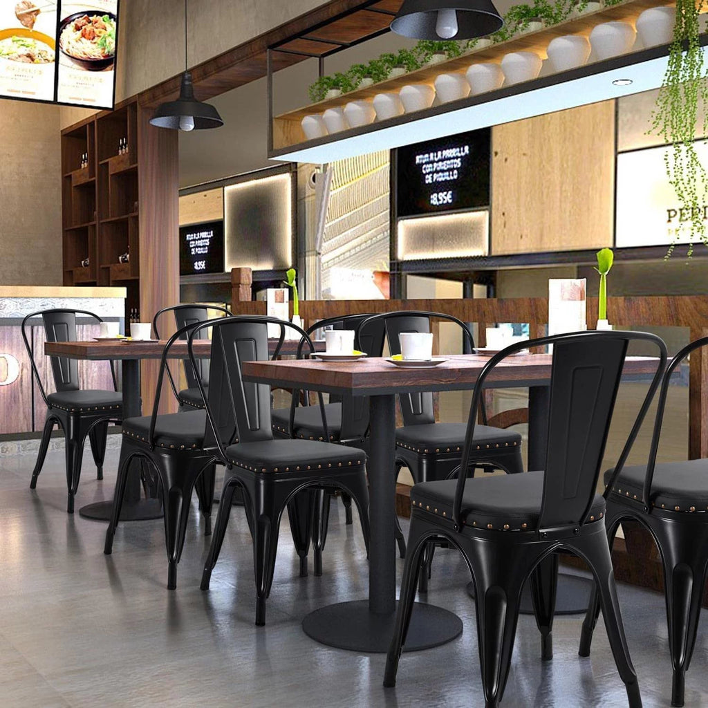 Black Metal Dining Chairs with PU Leather Seat M503231