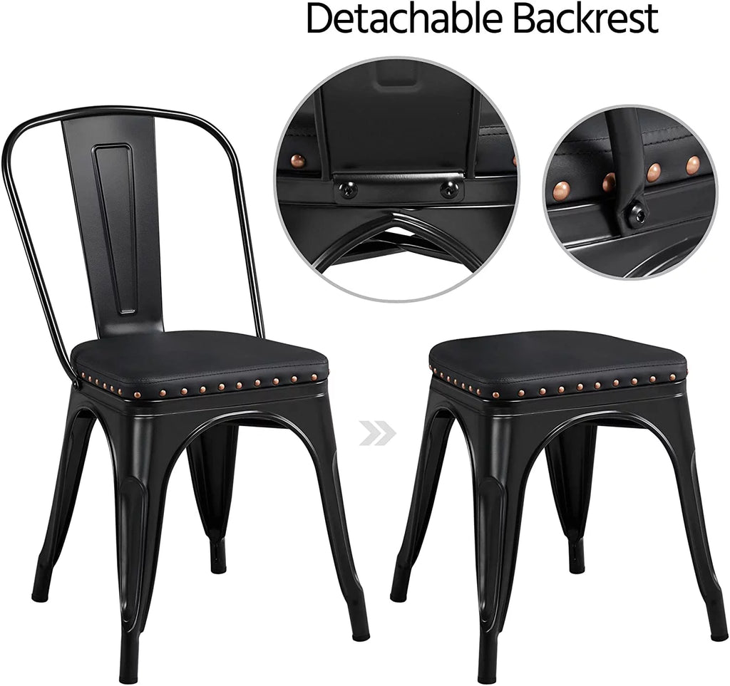 Black Metal Dining Chairs with PU Leather Seat M503231
