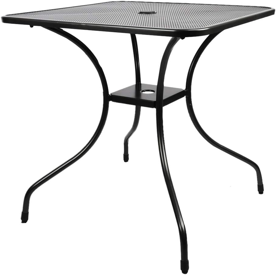 Outdoor Cast Iron Square Bistro Table with Umbrella Hole J8168