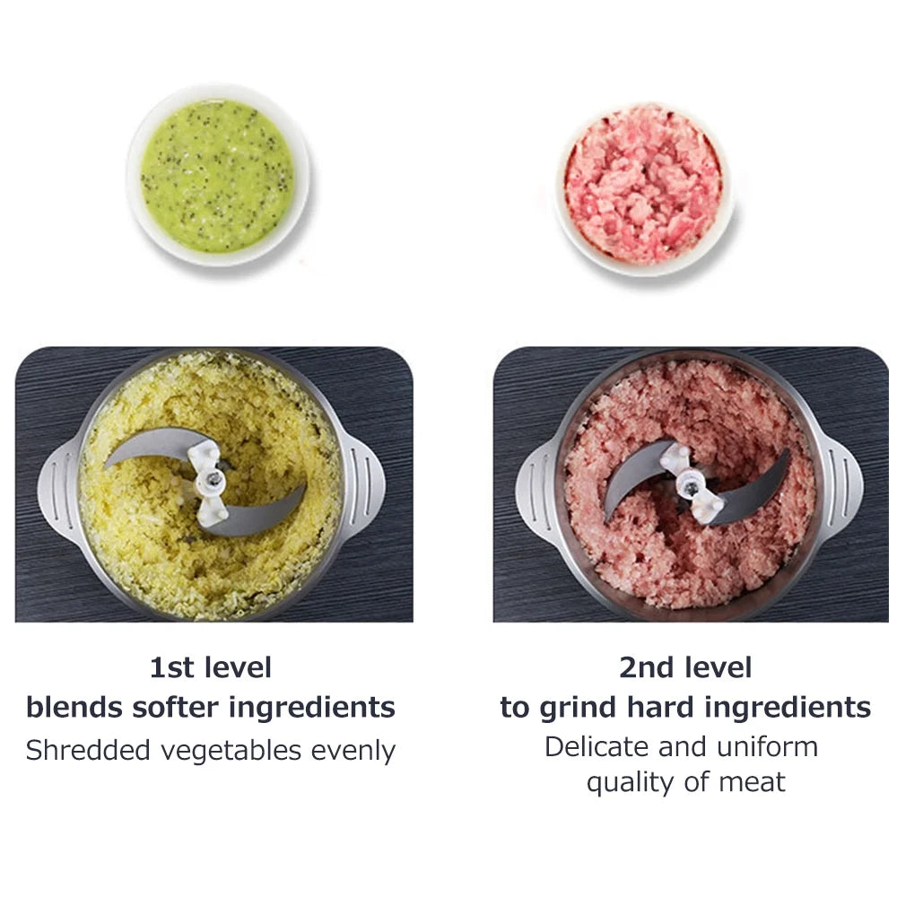 Electric Food Grinder 8cup Stainless Steel 2 Gears 250W N33266