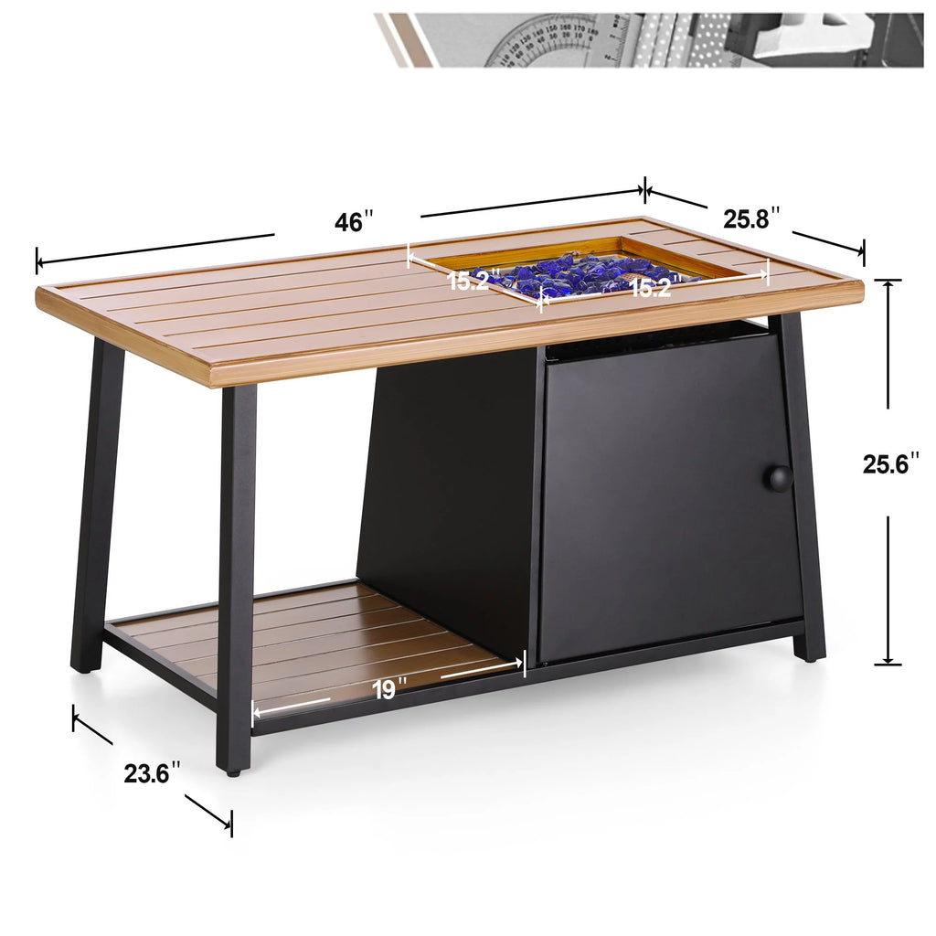 46" Outdoor Rectangular Gas Fire Pit Table O6234