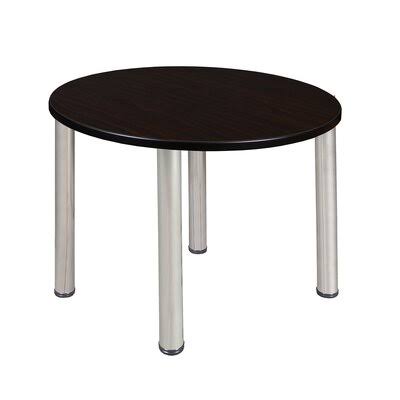 Round Breakroom Table Mocha Walnut Chrome K6558