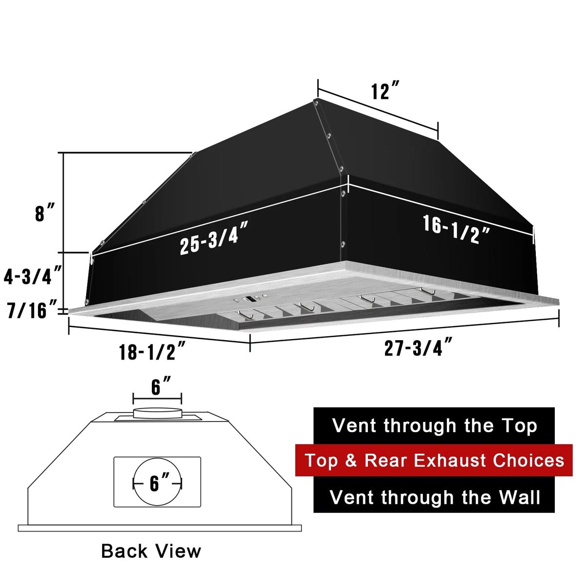 30 Inch Stainless Steel Ducted Insert Range Hood E424