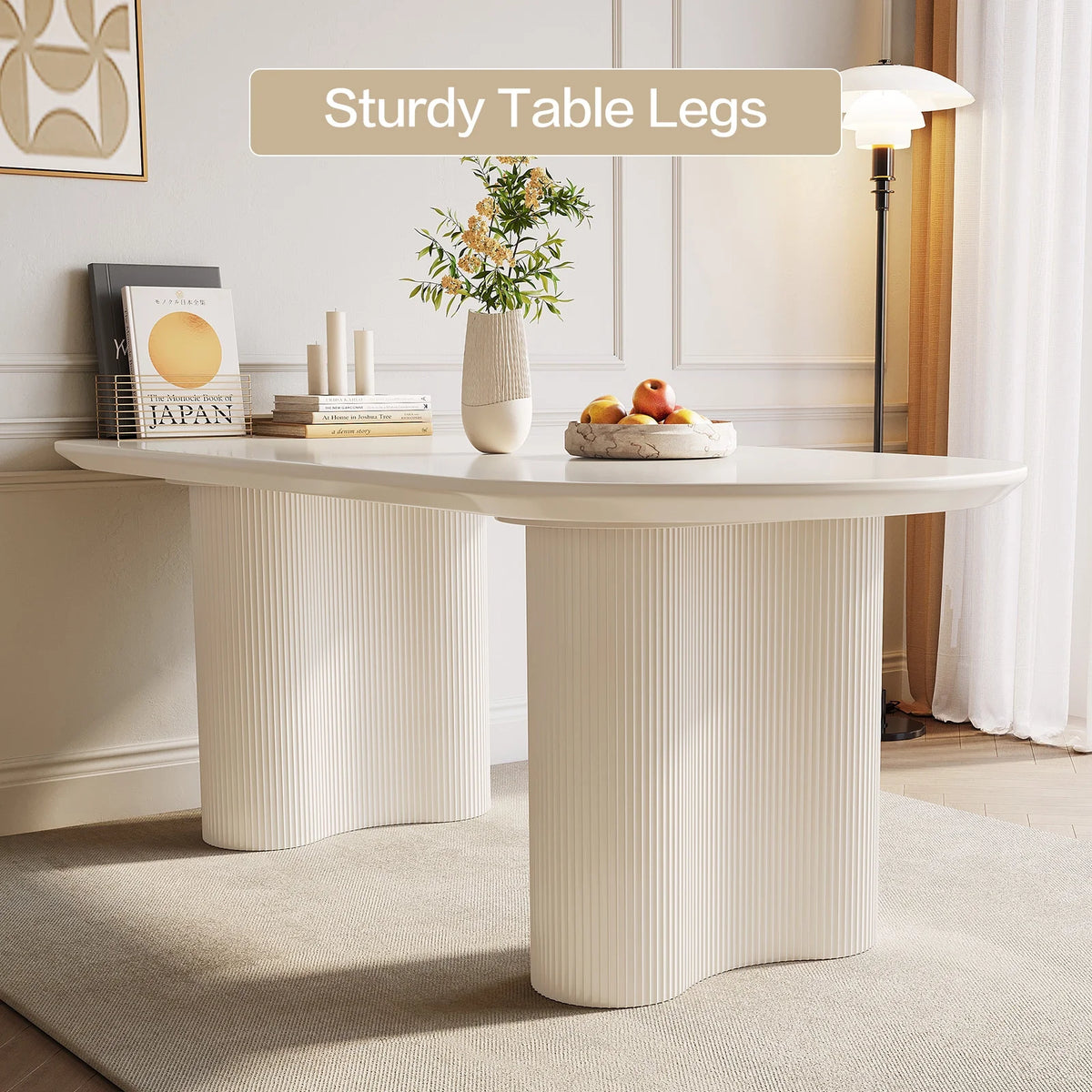 63'' Oval Dining Table Set of 7 with 6 Chairs J80944