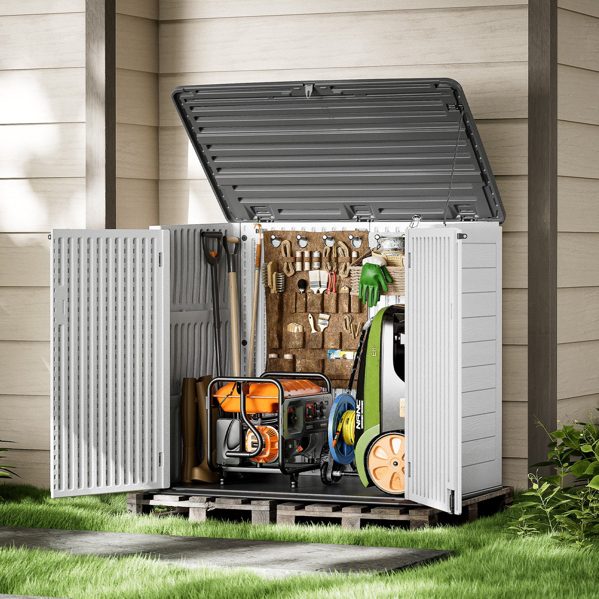 White Resin Outdoor Storage Shed, 38 Cu.ft B299933