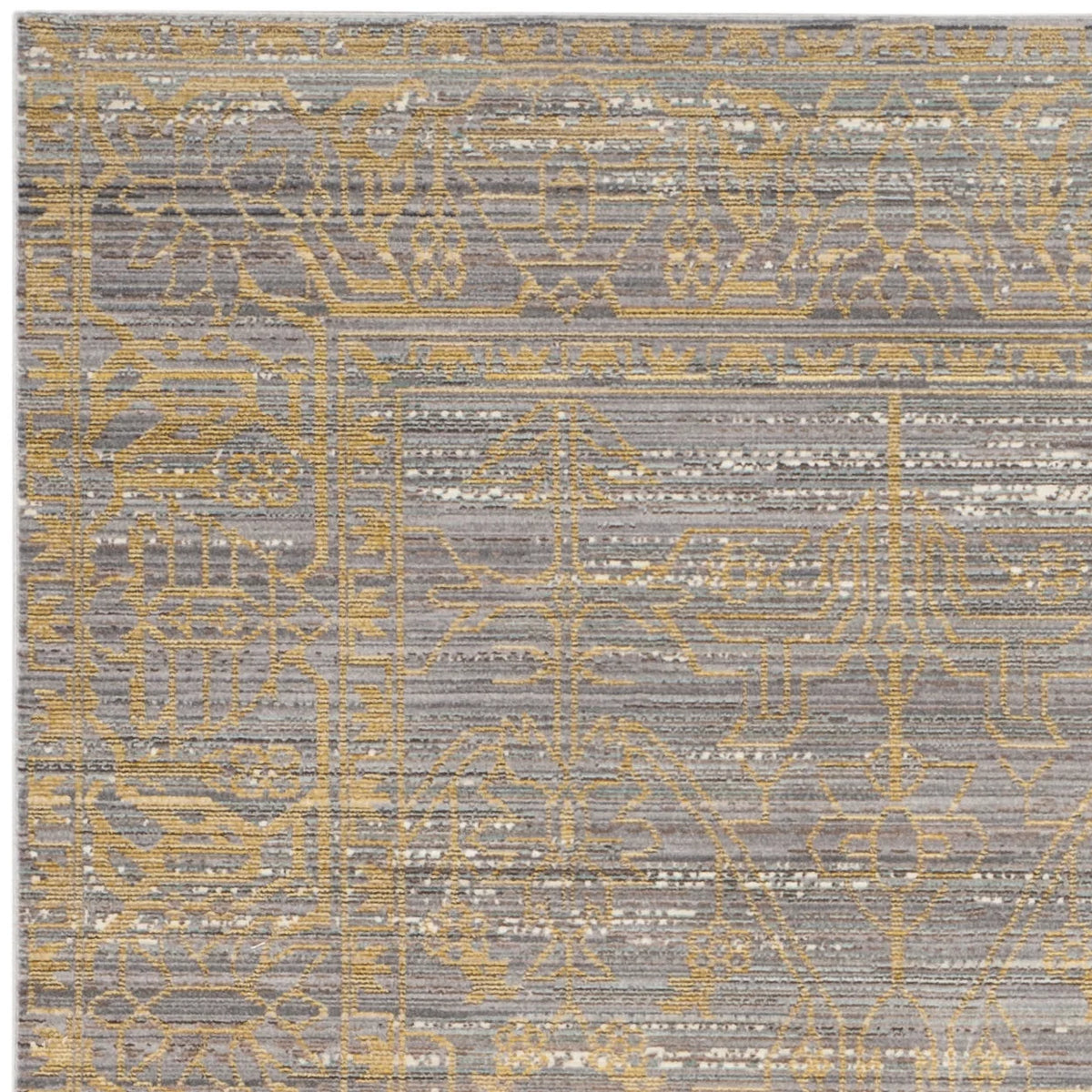 Grey/Gold Polyester Area Rug 3' x 5' S48060