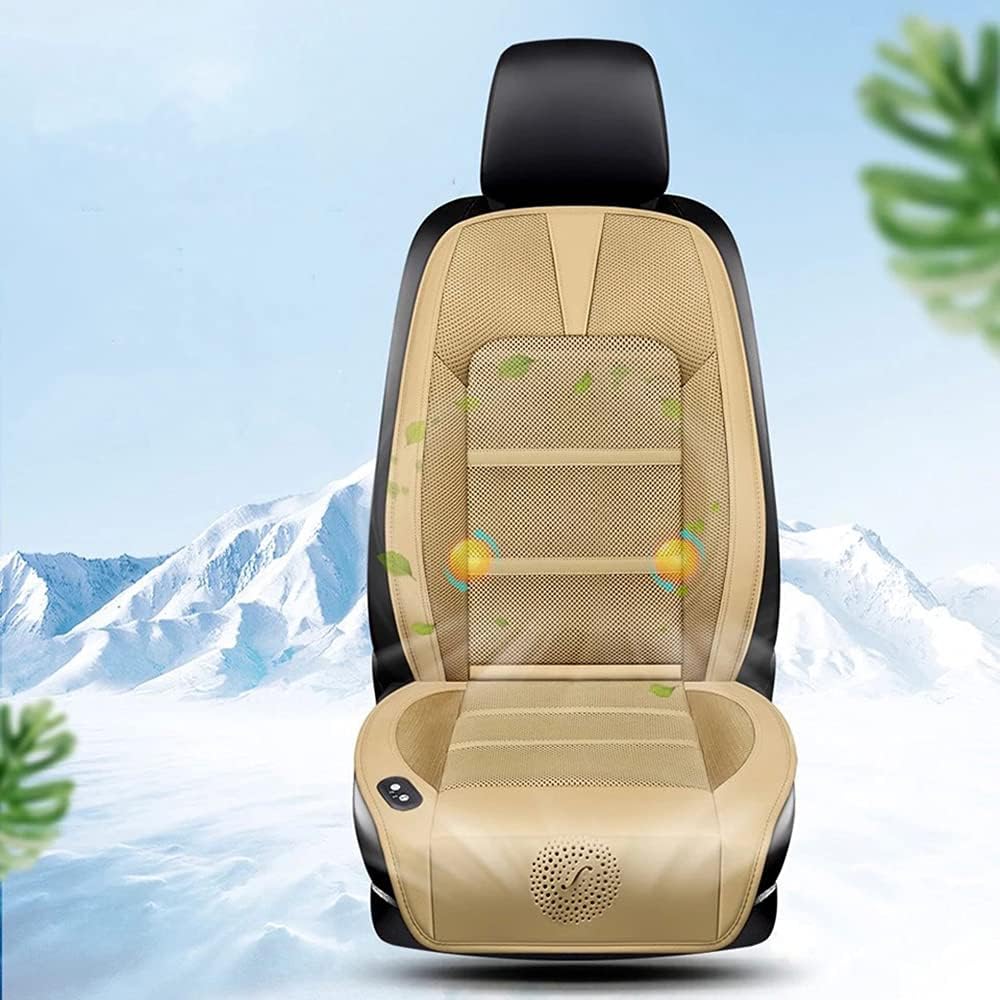 Beige PU Leather Car Seat Cushion Massager Z8559