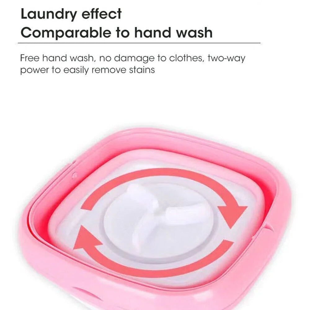 Pink Portable Mini Folding Washing Machine with Dryer Bucket F688842