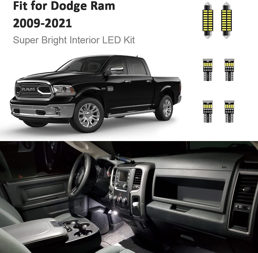 9pcs Ultra Bright White LED Replacement Bulbs for Dodge Ram 1500 2500 3500 E523