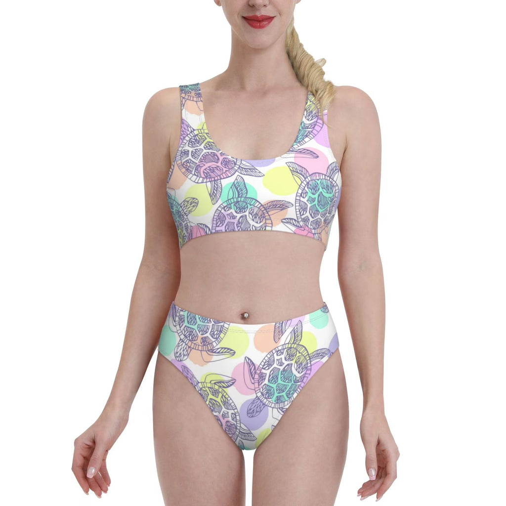 Sea Turtles Women'S Two Piece Bikini Swimsuit High Waisted W1945