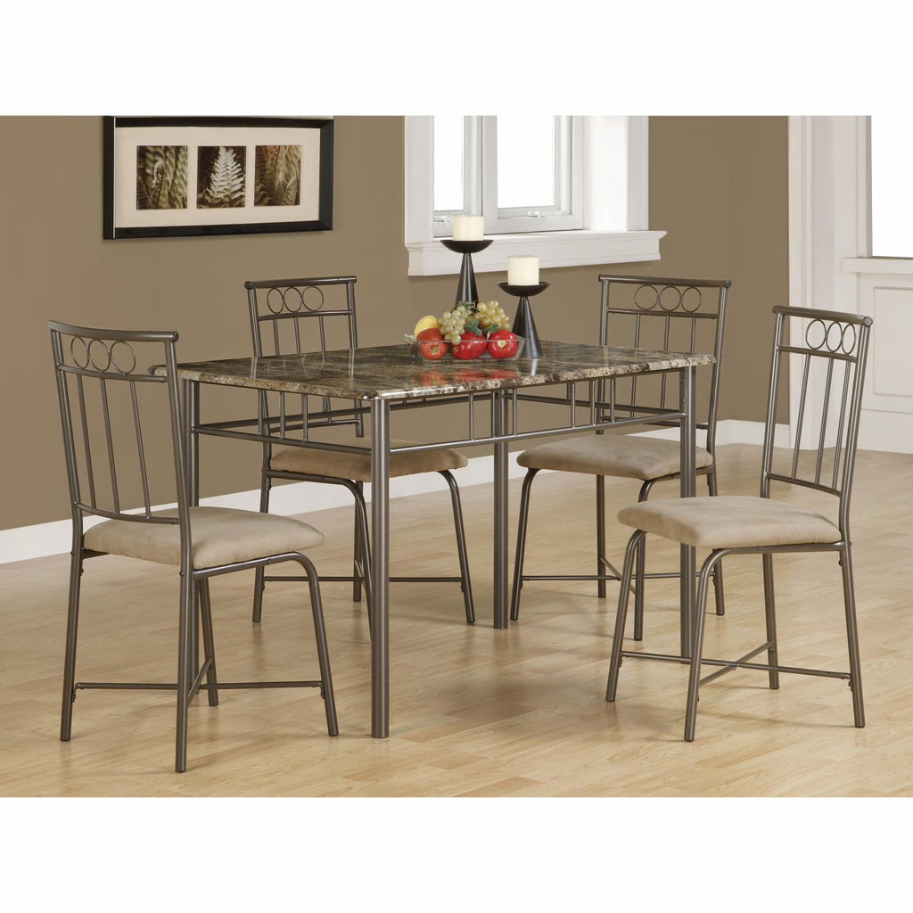 5-Pieces Cappuccino Marble Dining Set L928387