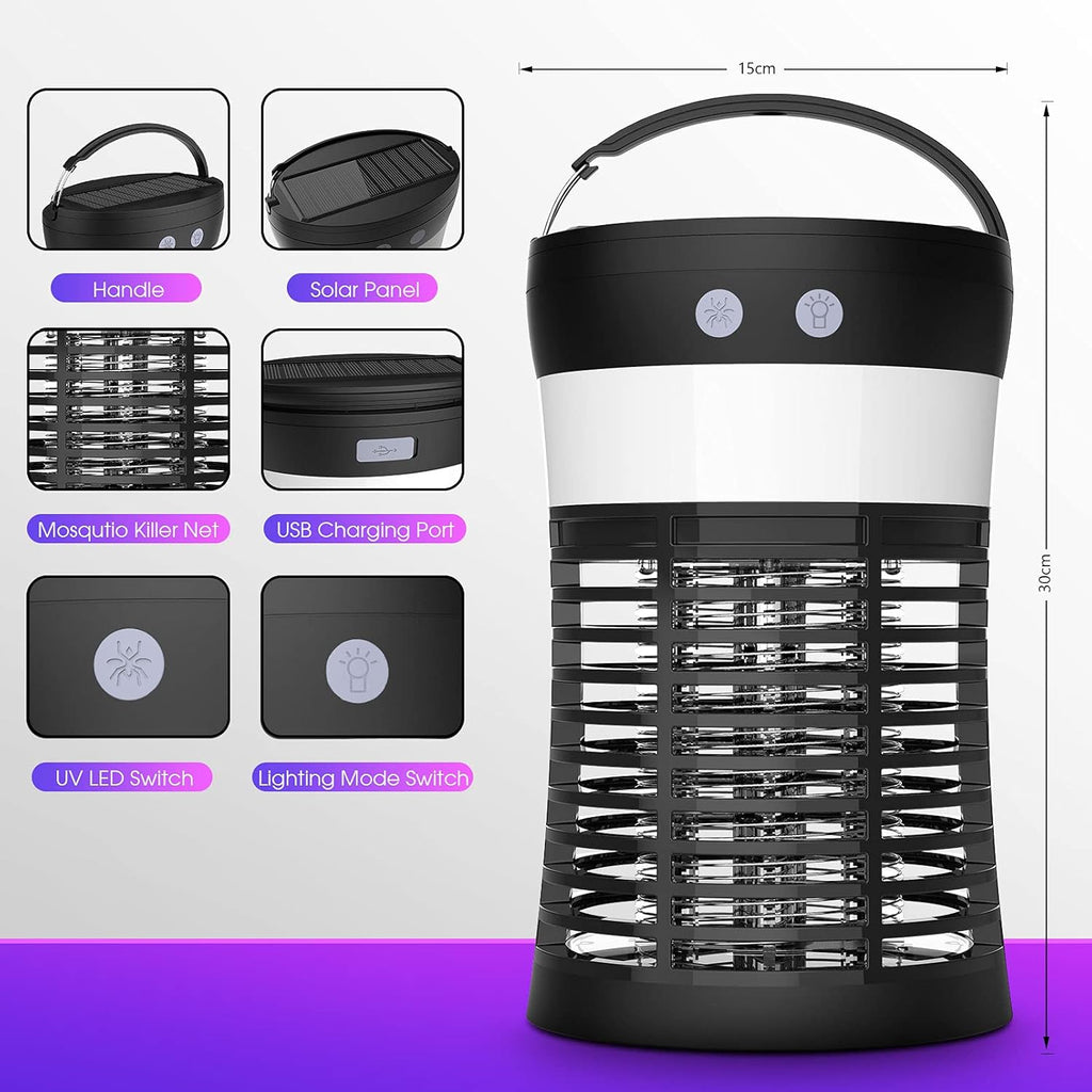 Solar Powered Electric Bug Zapper with Camping Lantern Z45782