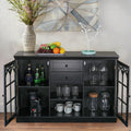 Black Tempering Glass Door Buffet Sideboard Cabinet with 2-Door & 2-Drawer Q818