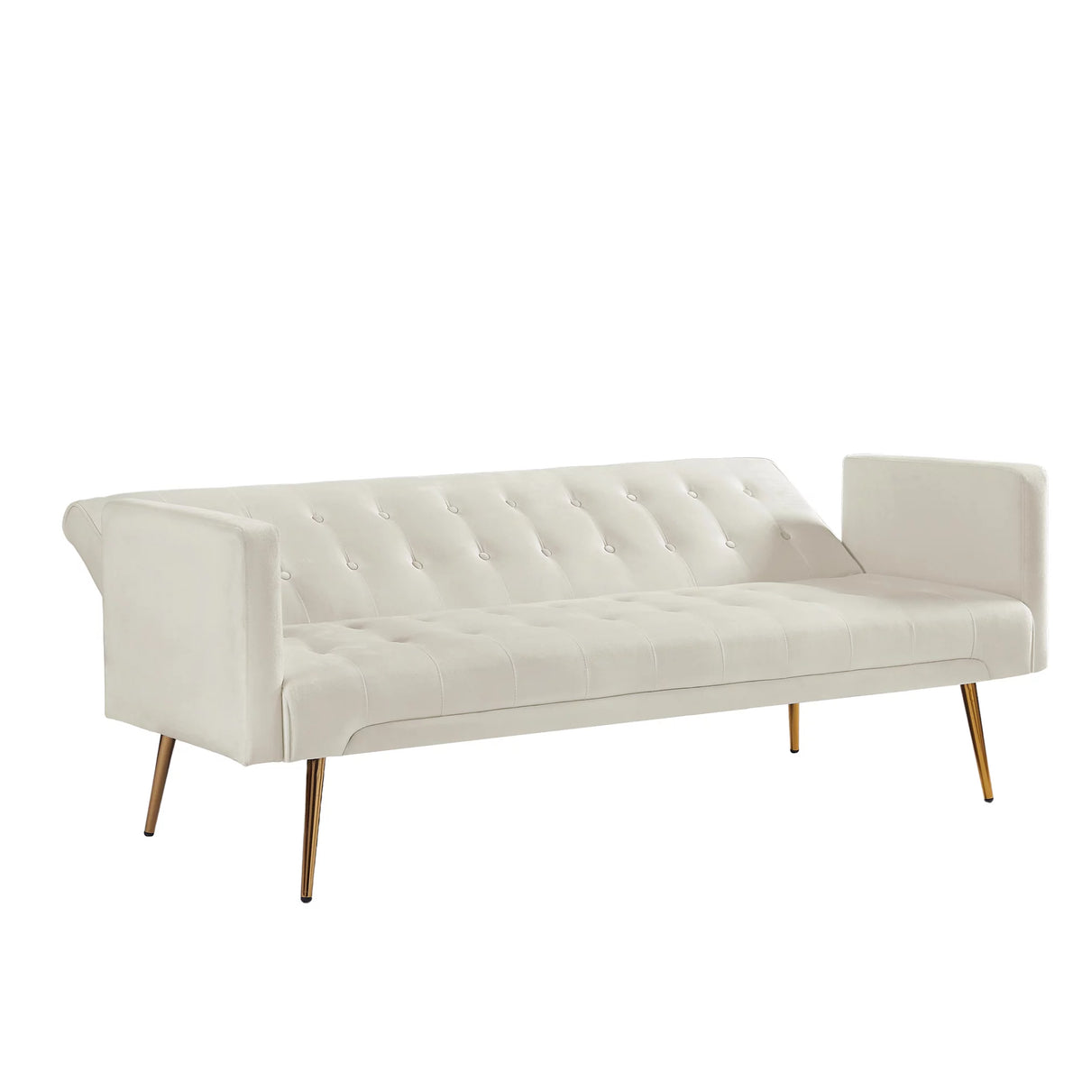 Velvet Convertible Sofa Bed with Metal Legs L566684