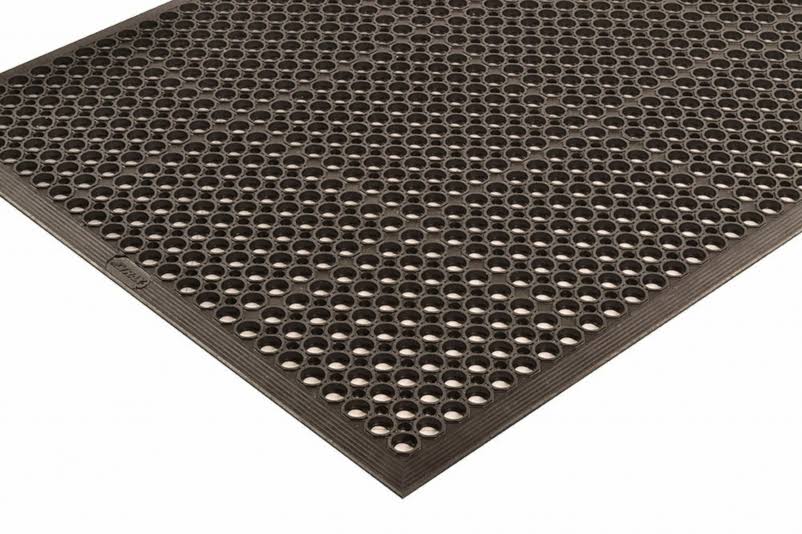 Rubber Drainage Mat, 3' Width x 10' Length, Black H88788