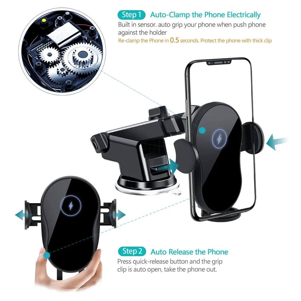 Wireless Car Charger Mount for iPhone 14/13/12/11/X/8 Series Q1723