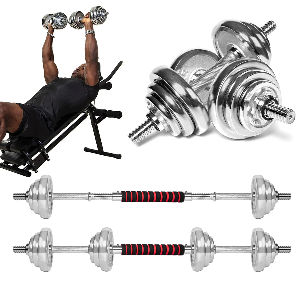 Adjustable Dumbbells 30KG/66LBS Convertible to Barbell Z196444