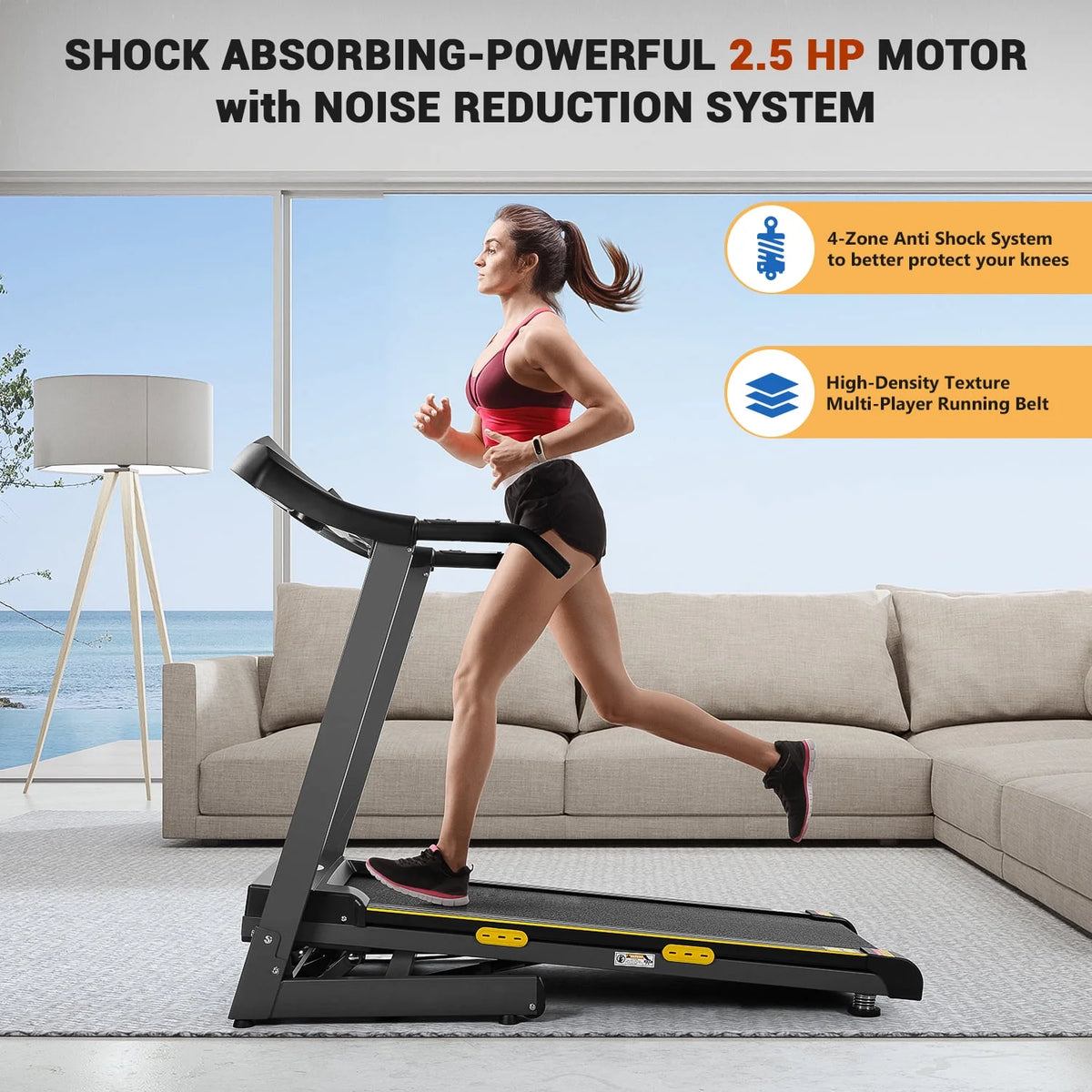2.5 HP Folding Treadmill 12% Auto Incline 8.5 MPH 220lbs Capacity W23110