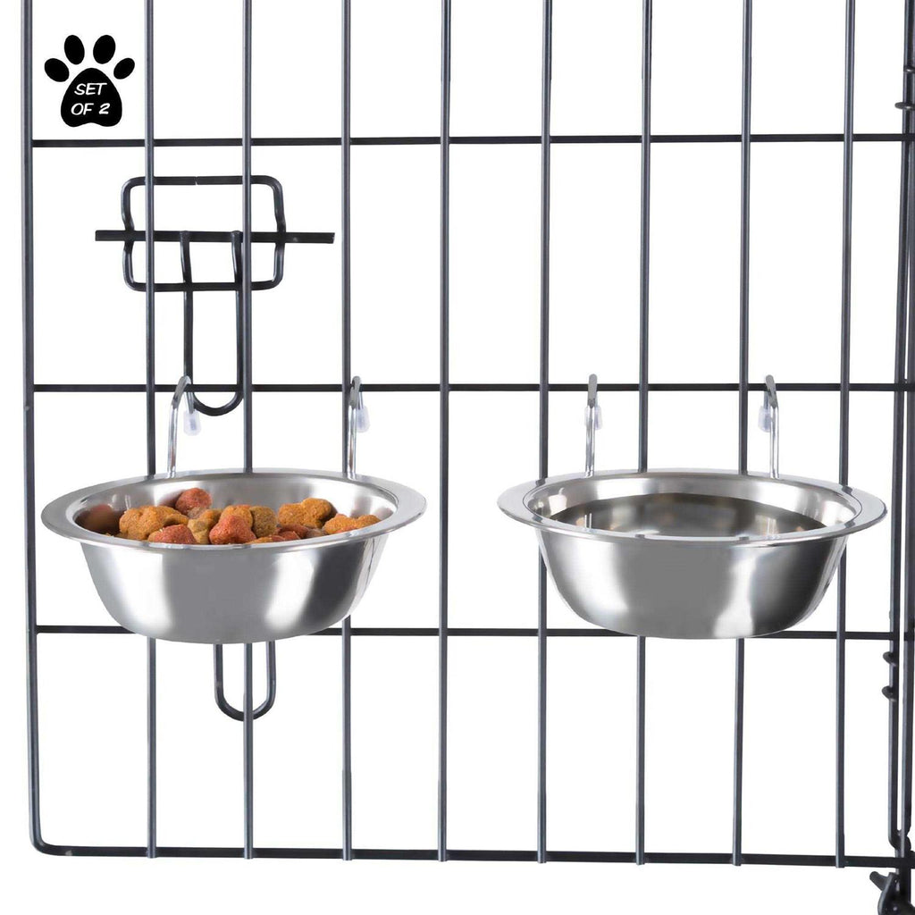 Set of 2 Stainless-Steel Hanging Dog Bowls F83447