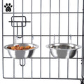 Set of 2 Stainless-Steel Hanging Dog Bowls F83447