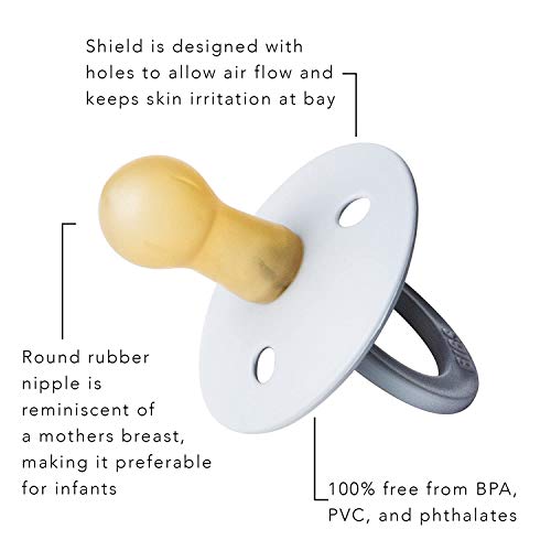 Set of 2 BPA-Free Natural Rubber Baby Pacifiers V690