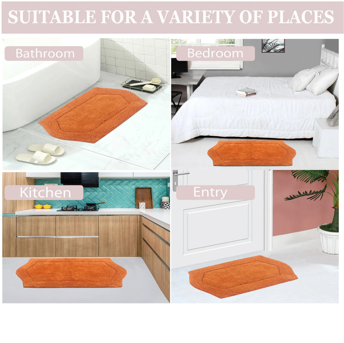 100% Cotton Tufted Non-Slip Bath Rug 24"x40" P5074