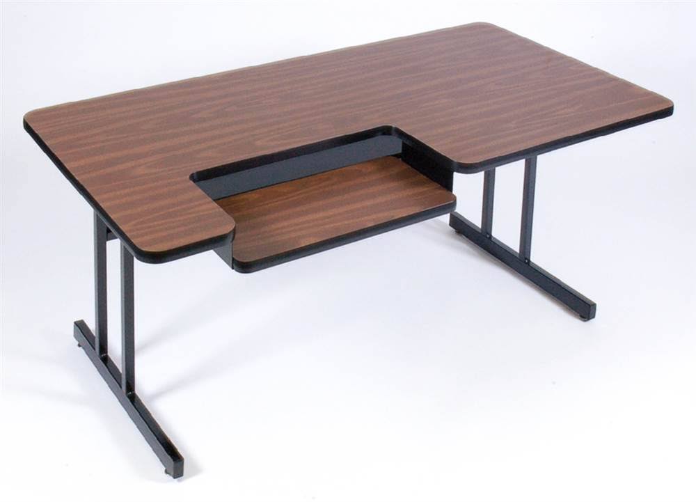Walnut Bi Level Work Station Computer Table P98507