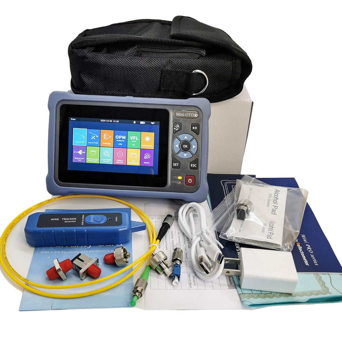 Single Mode OTDR 1310/1550nm 26/24dB 4.3 inches Touch Screen Optical Network Tester with FC/UPC-FC/APC-SX Connector B88509