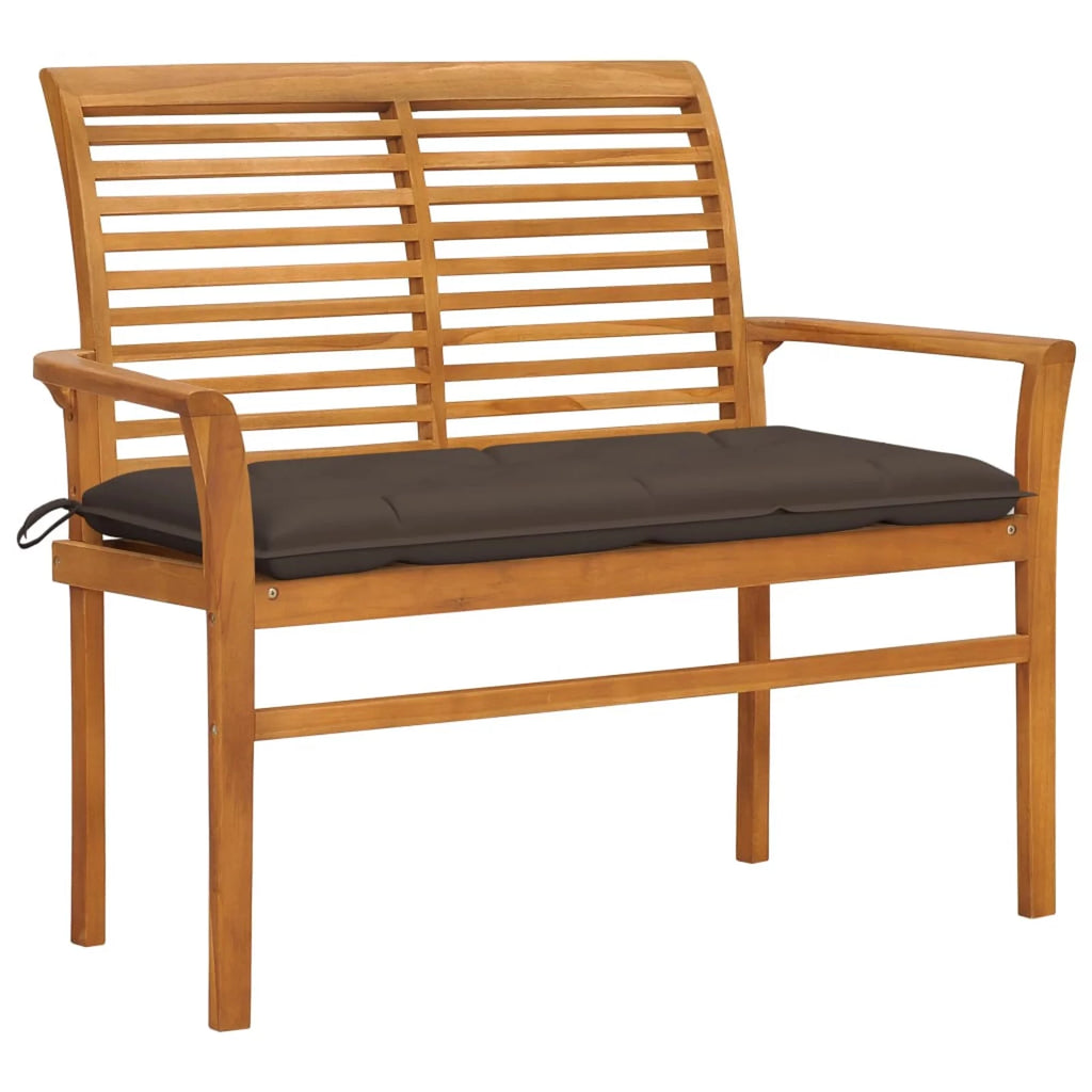 Teak Wood Patio Bench with Taupe Cushion M640