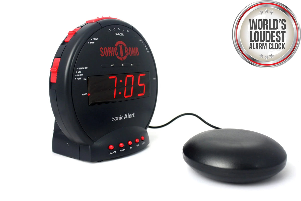 Black Dual Extra Loud Alarm Clock with Bed Shaker N627671