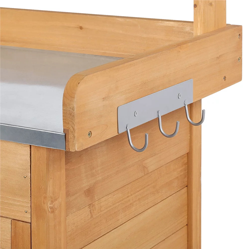 Garden Potting Bench with Cabinet Drawer K28215