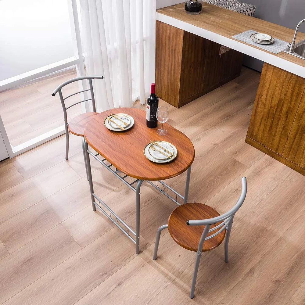3 Piece Dining Set with Metal Frame (Brown) B8158