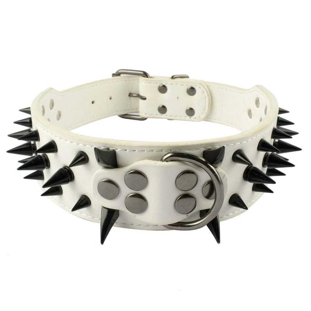 Black Leather Spiked Dog Collar Leash Harness 3 Pcs Set L19221