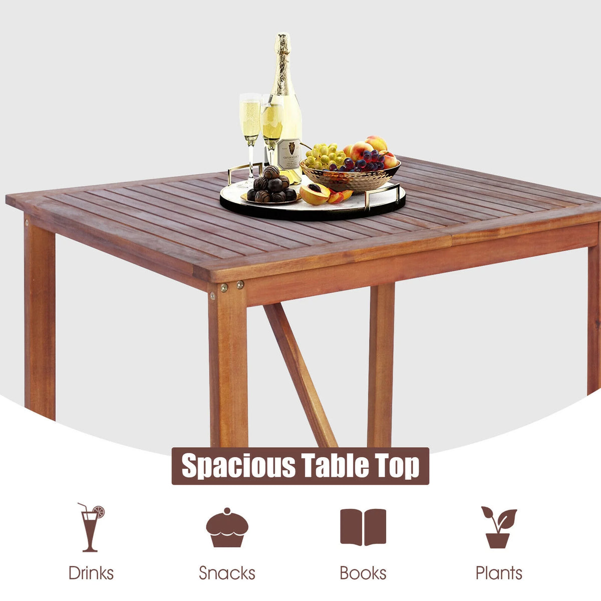 3PCS Acacia Wood Patio Bar Table & Stool Set N739568