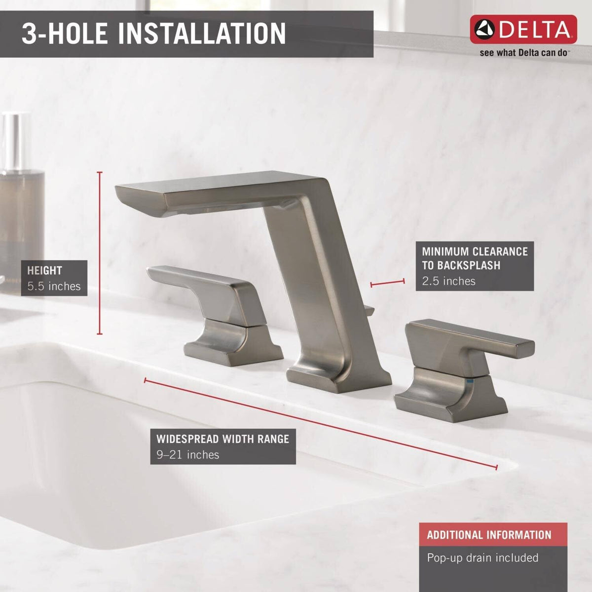 Two Handle Widespread Bathroom Faucet Chrome J36415