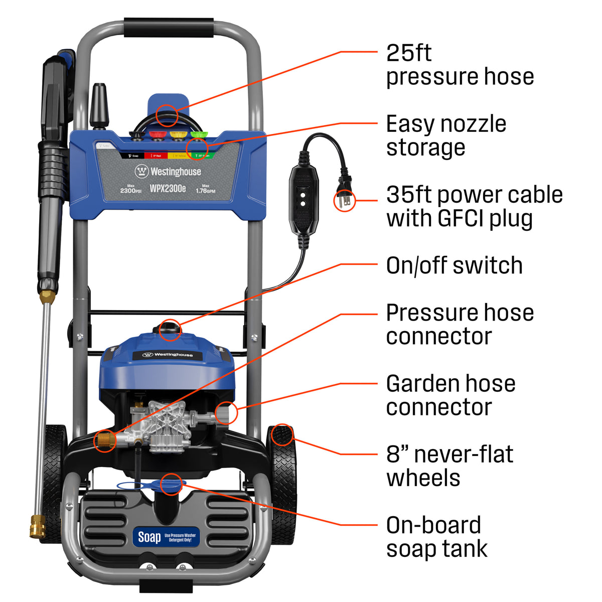 2300-PSI 1.76-GPM Electric Pressure Washer with 5 Nozzles & Soap Tank F44213