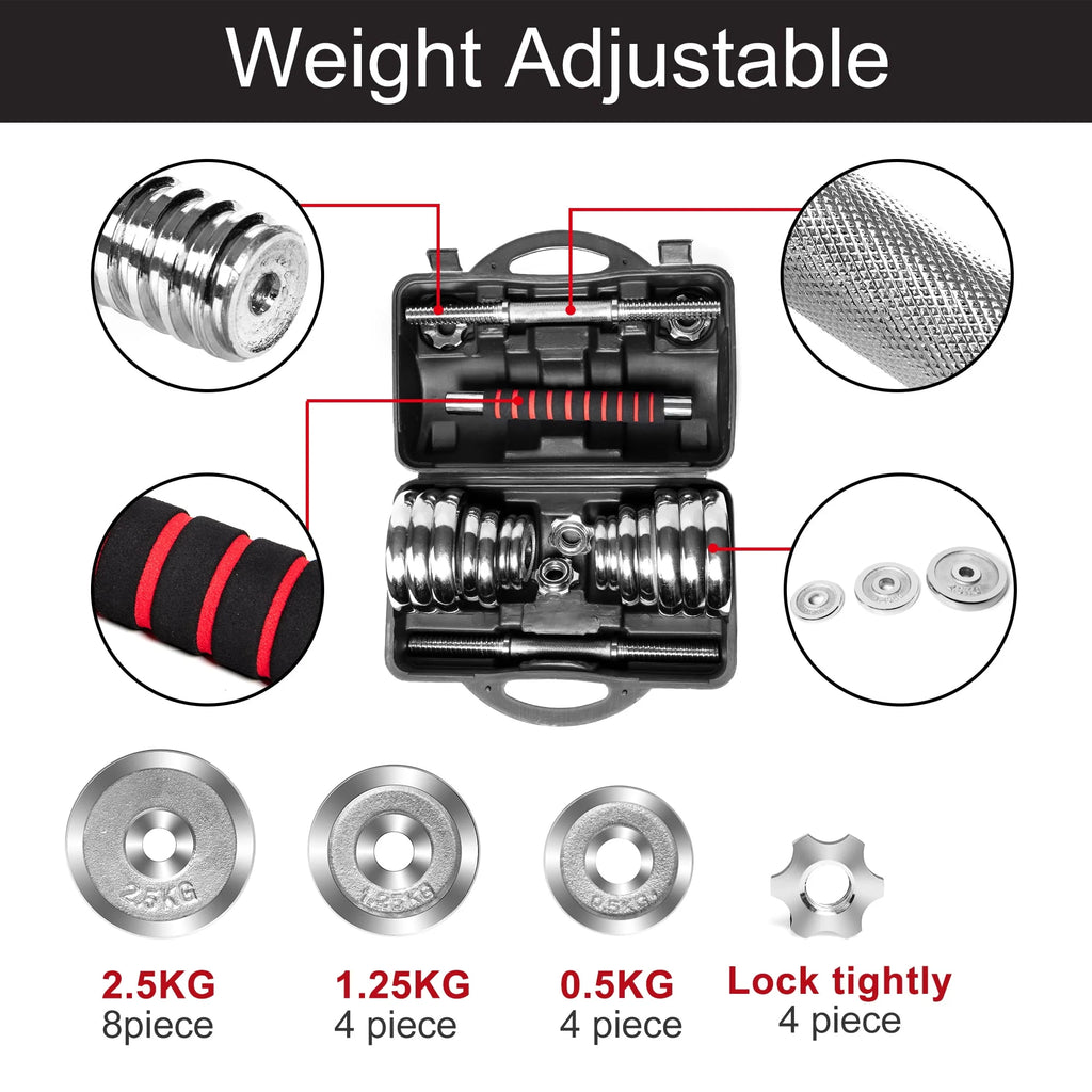 Adjustable Dumbbells 30KG/66LBS Convertible to Barbell Z196444